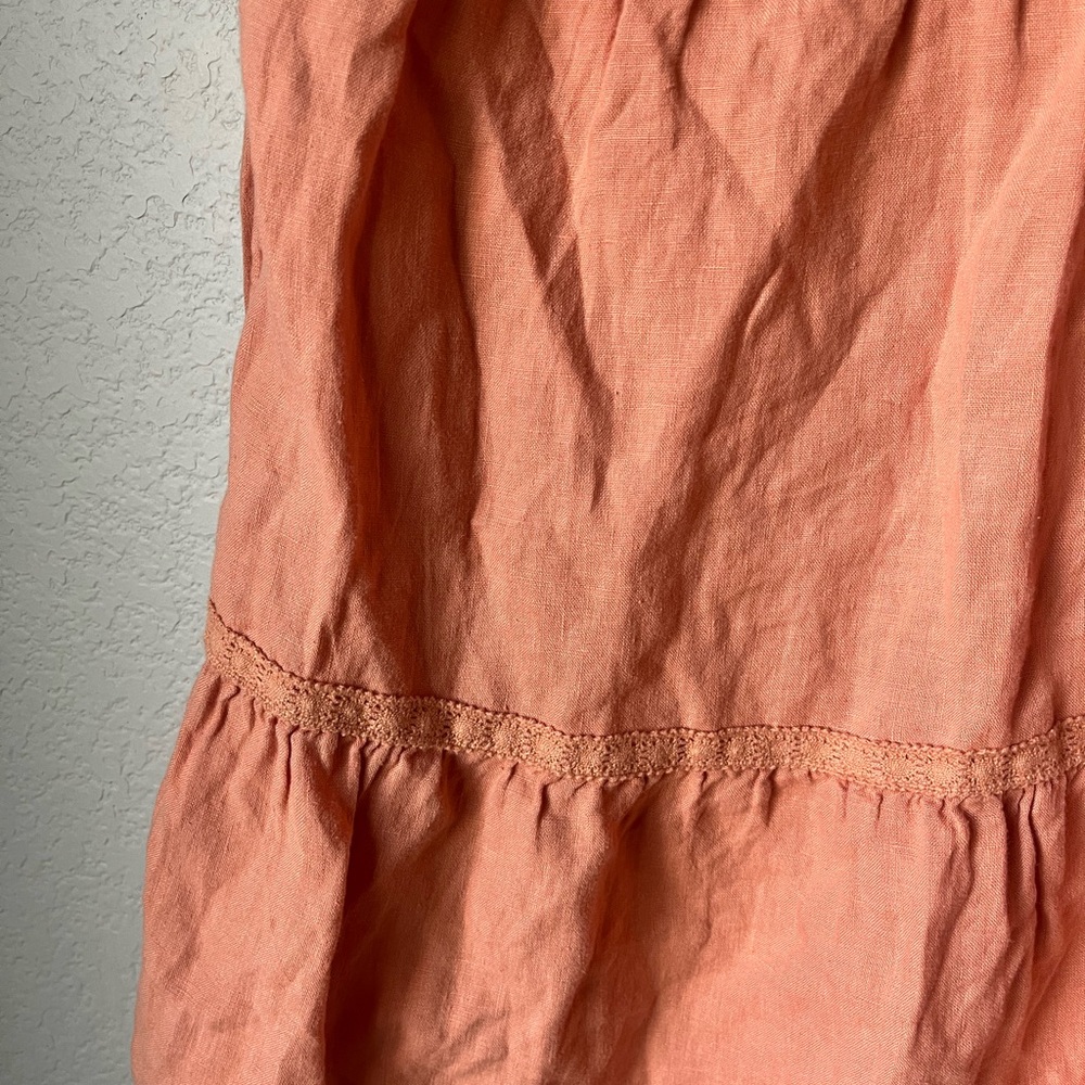 Lucky Brand Ruffle Tiered Dress Coral V Neck - Picture 4 of 4